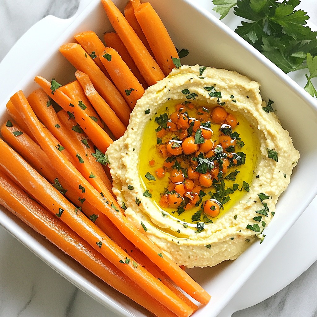 Crunchy Quick Snacks Carrot Sticks and Hummus