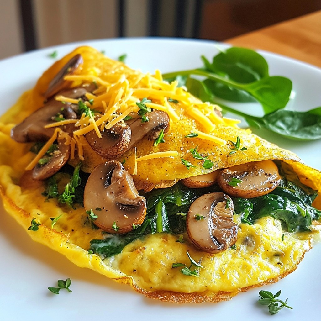 Hearty Quick Recipes Mushroom Spinach Omelette Delight