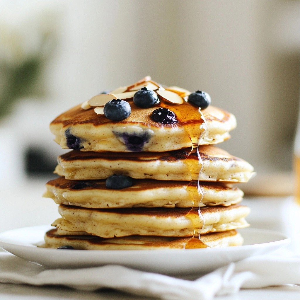 Fluffy Easy Meals Blueberry Almond Pancakes Recipe