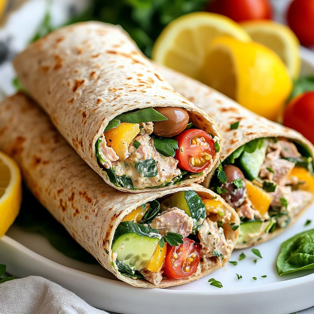 Zesty Quick Recipes Mediterranean Tuna Salad Wraps