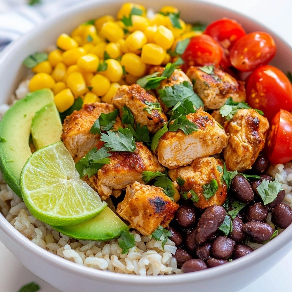 Hearty Fast Dinners Chicken Avocado Burrito Bowl