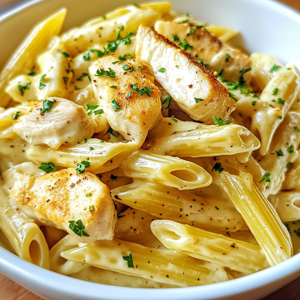 Simple Cooking Chicken Alfredo Penne Easy Dinner Recipe
